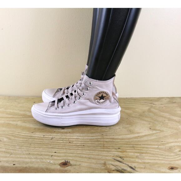 Converse Sneakers Womens 7 Pink Metallic High Top Move Platform Lace Up - Picture 1 of 13